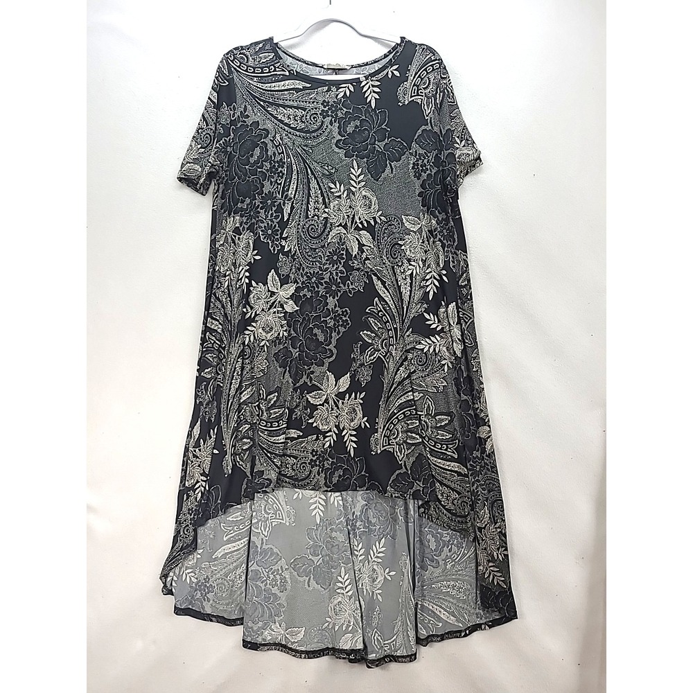 HI low Dark Flower Whimsygoth Goth Fae  Wear Midi Dress Blooms in the City  Sz L